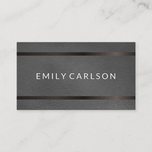 Leather Dark Metallic Trim Business Card (Front)