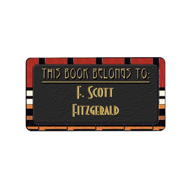 Leather Deco (Personalised Bookplate) Label (Front)