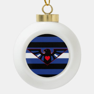 Leather Eagle Pride Flag Ceramic Ball Christmas Ornament