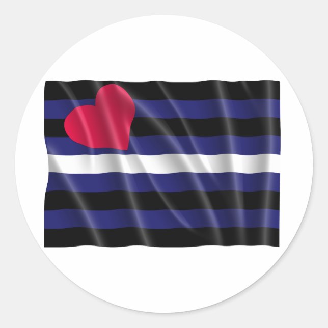 LEATHER FLAG FLYING CLASSIC ROUND STICKER (Front)