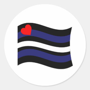 LEATHER FLAG WAVING CLASSIC ROUND STICKER