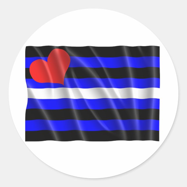 LEATHER FLAG WAVY CLASSIC ROUND STICKER (Front)