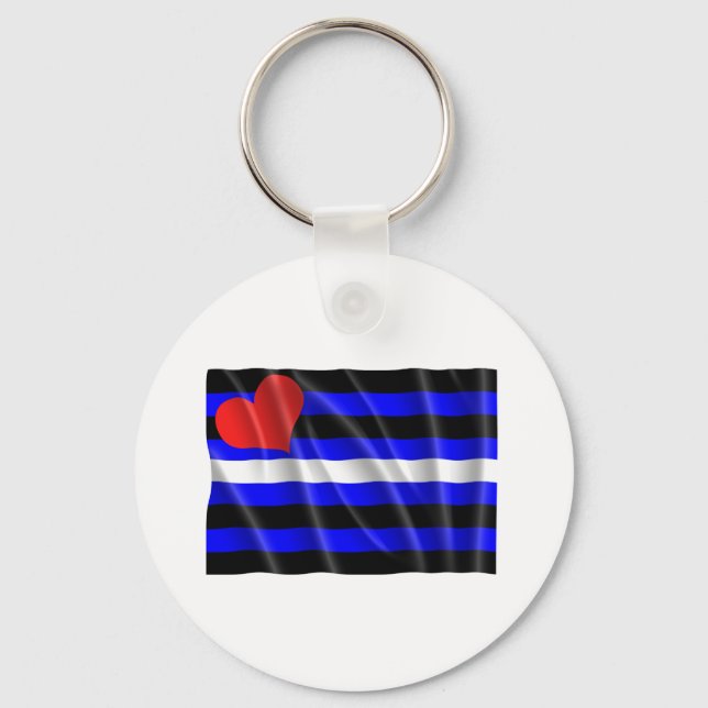 LEATHER FLAG WAVY KEY RING (Front)