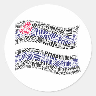 LEATHER FLAG WORD PATTERN CLASSIC ROUND STICKER