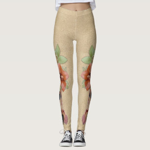 Leather flowers on Butter Cream Suede Leggings