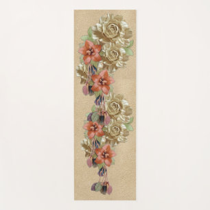 Leather Flowers on Cream Suede Yoga Mat