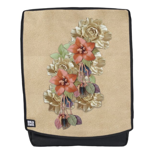 Leather flowers on Suede Backpack (Front)