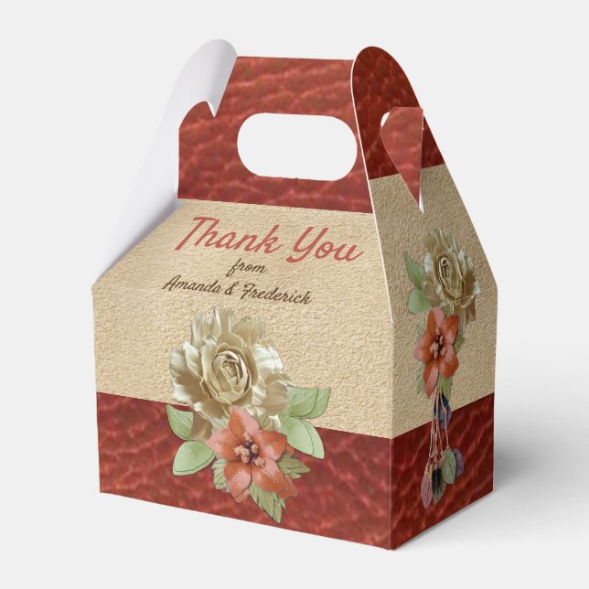 Leather Flowers on Suede Favour Box (Front Side)