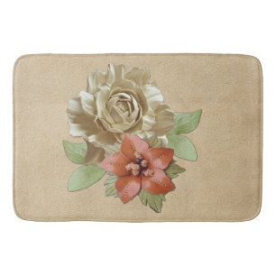 Leather Flowers & Suede Texture Art Bath Mat