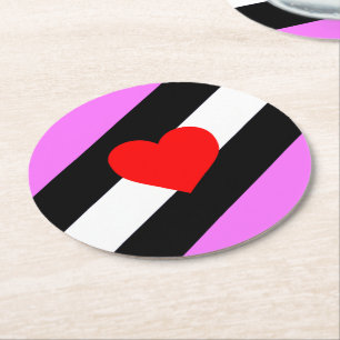 Leather Girl Pride Flag Round Paper Coaster