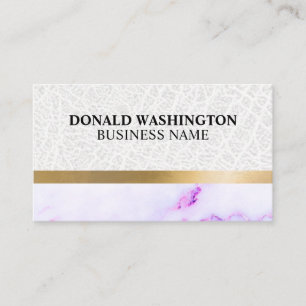Leather Gold Metallic    Purple Marble Texture Business Card