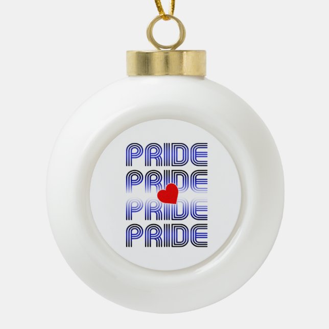 Leather Heart Retro Pattern Ceramic Ball Christmas Ornament (Front)
