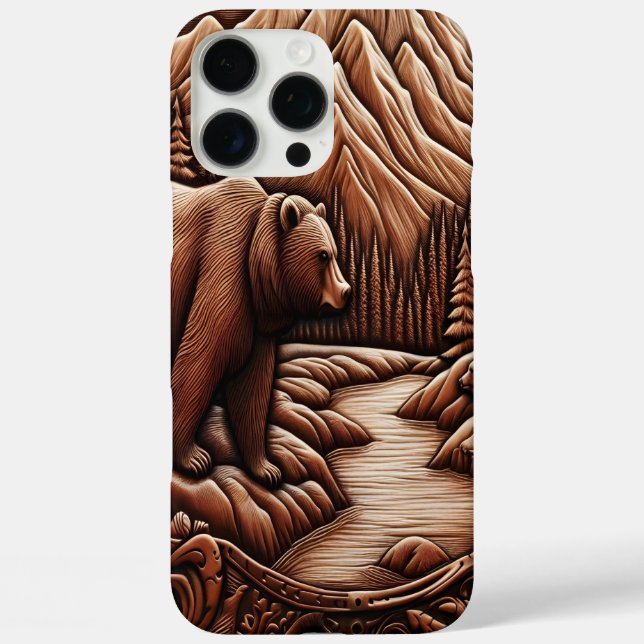 Leather-Inspired Bear in Nature Case-Mate iPhone Case (Back)