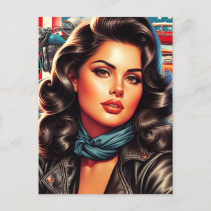 Leather Jacket Pin-up Postcard