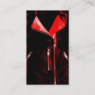 Leather Jacket Red business card black