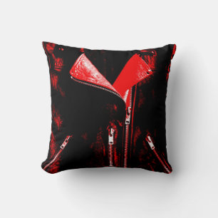 Leather Jacket Red printed throw pillow square