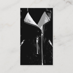 Leather Jacket White business card black