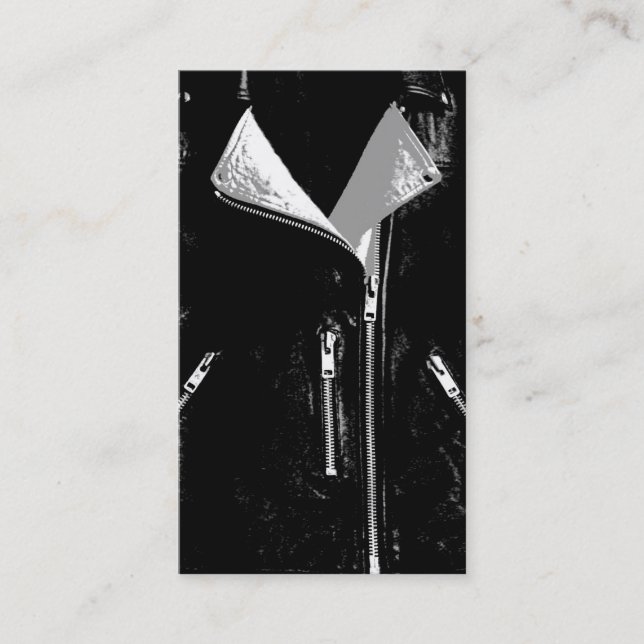 Leather Jacket White business card black (Front)