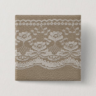 Leather & Lace Wedding 15 Cm Square Badge