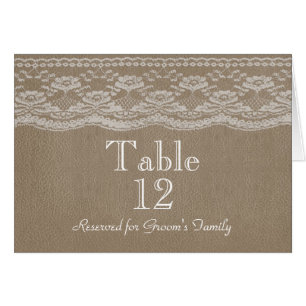 Leather & Lace Wedding Table Number