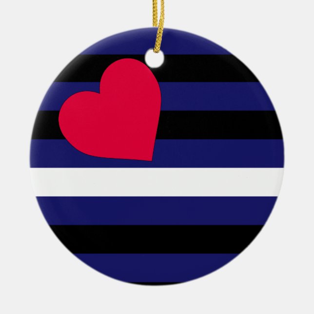 Leather Latex and BDSM Pride Flag Ceramic Tree Decoration (Front)