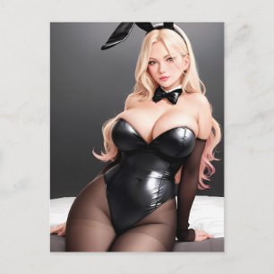 Leather Lingerie Blonde Postcard