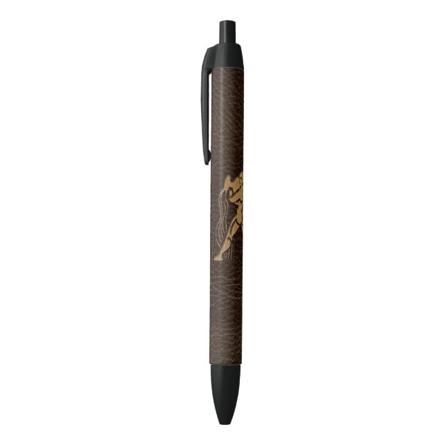 Leather-Look Aquarius Black Ink Pen (Top (Vertical))