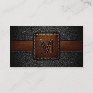 Leather Look Black and Brown Business Card