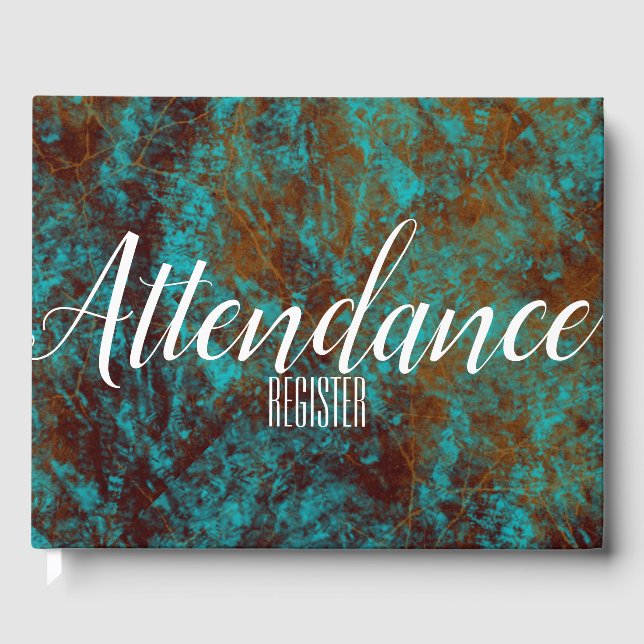 Leather look blue faux | Attendance Register Guest Book (Front)