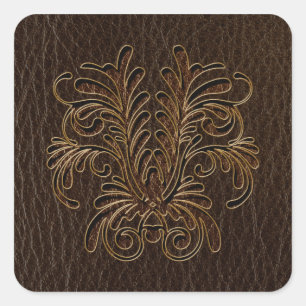 Leather-Look Bouquet 1 Dark Square Sticker