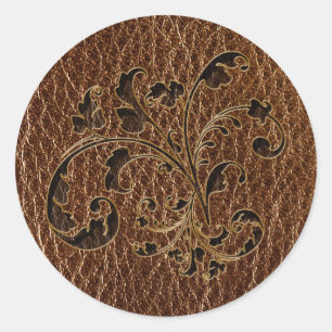 Leather-Look Bouquet 2 Classic Round Sticker