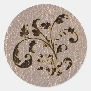 Leather-Look Bouquet 2 Soft Classic Round Sticker