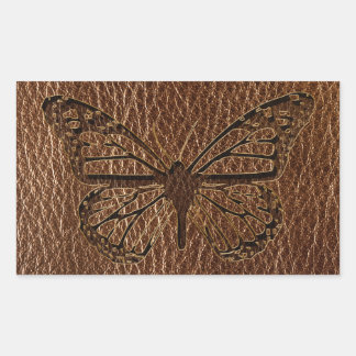 Leather-Look Butterfly Rectangular Sticker