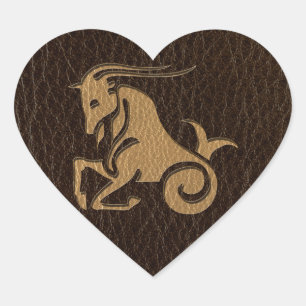Leather-Look Capricorn Heart Sticker