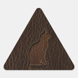 Leather-Look Cat Dark Triangle Sticker