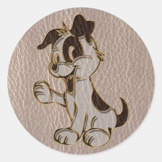 Leather-Look Dog Soft Classic Round Sticker