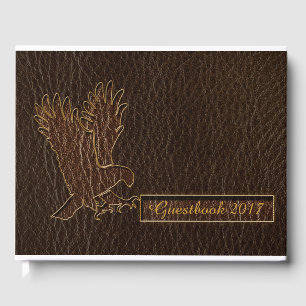 Leather-Look Eagle Dark Guest Book