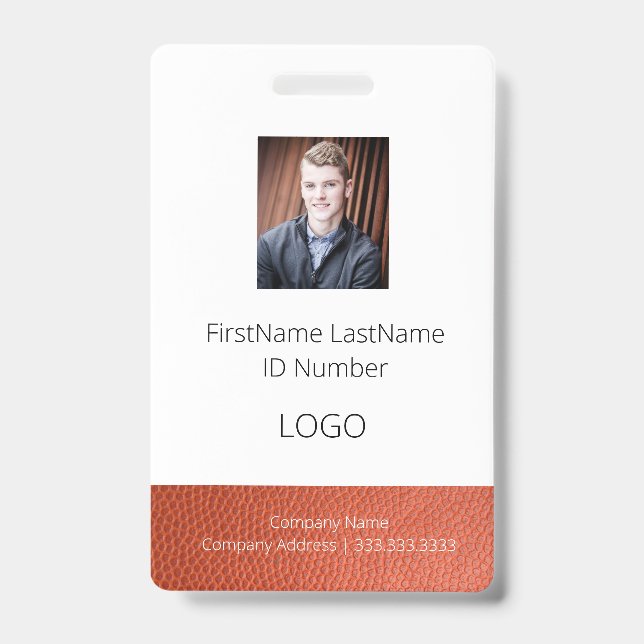 Leather Look Employee ID Badge with Barcode (Front)