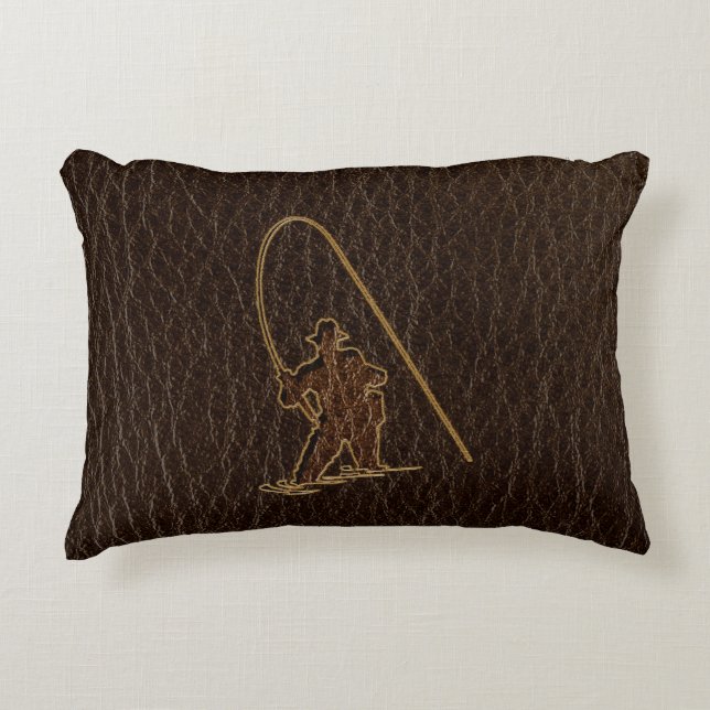Leather-Look Fisherman Dark Decorative Cushion (Front)