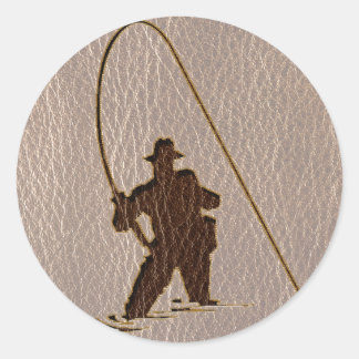 Leather-Look Fisherman Soft Classic Round Sticker
