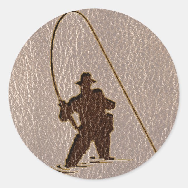 Leather-Look Fisherman Soft Classic Round Sticker (Front)