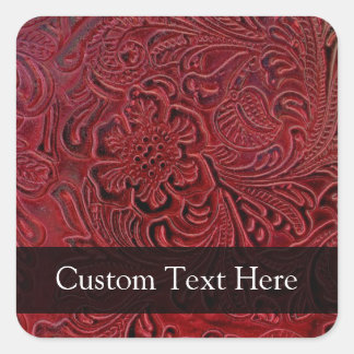 Leather-Look Floral Pattern Square Sticker