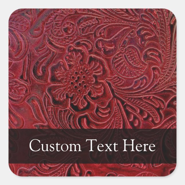 Leather-Look Floral Pattern Square Sticker (Front)