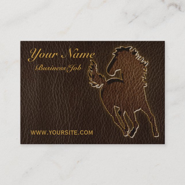 Leather-Look Horse Dark Business Card (Front)