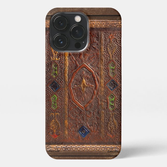 Leather Look iPhone 13 Pro Slim Fit Case, Glossy iPhone Case (Back)