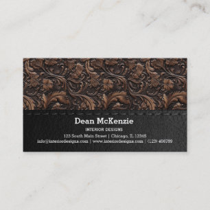 Leather look motif pattern business card