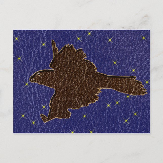 Leather-Look Native American Zodiac Falcon Postcard (Front)