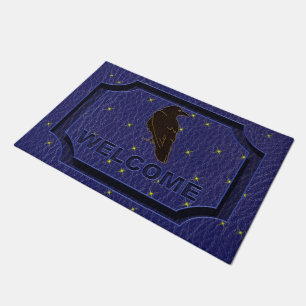 Leather-Look Native American Zodiac Raven Doormat