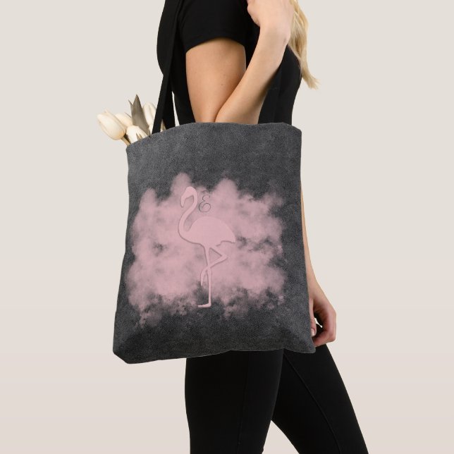 Leather  Look Pink Flamingo Cloud Tote (Close Up)