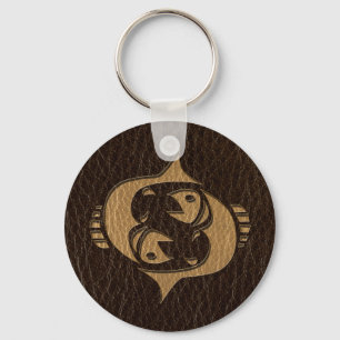 Leather-Look Pisces Key Ring